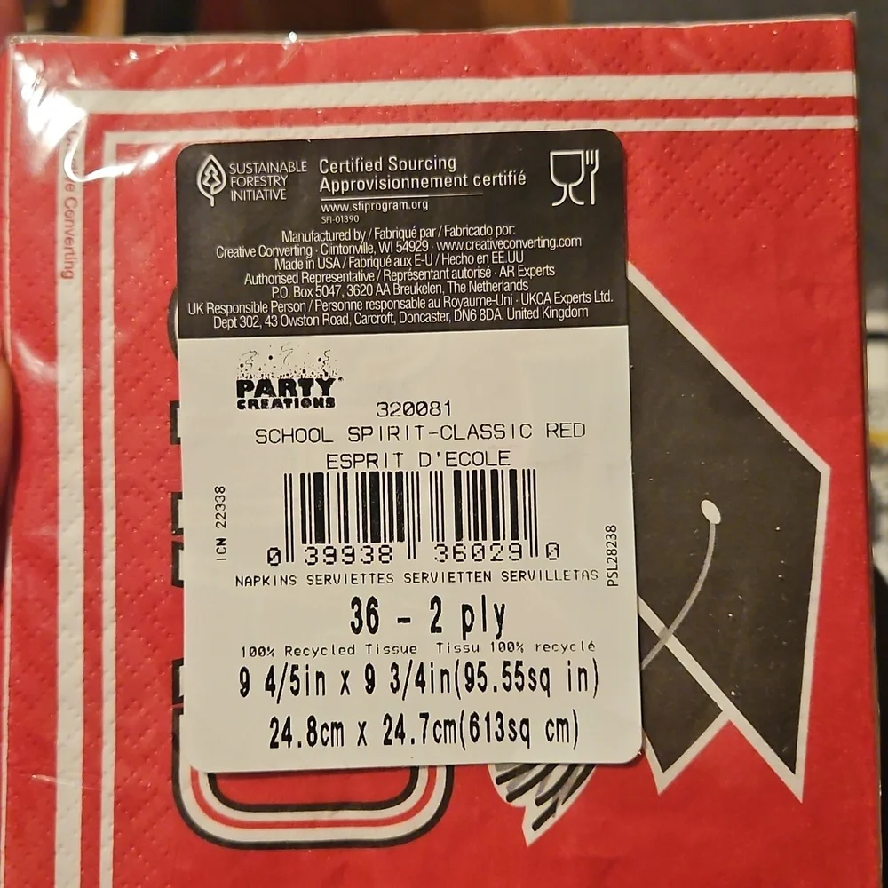 GRAD Napkins-Red and Black